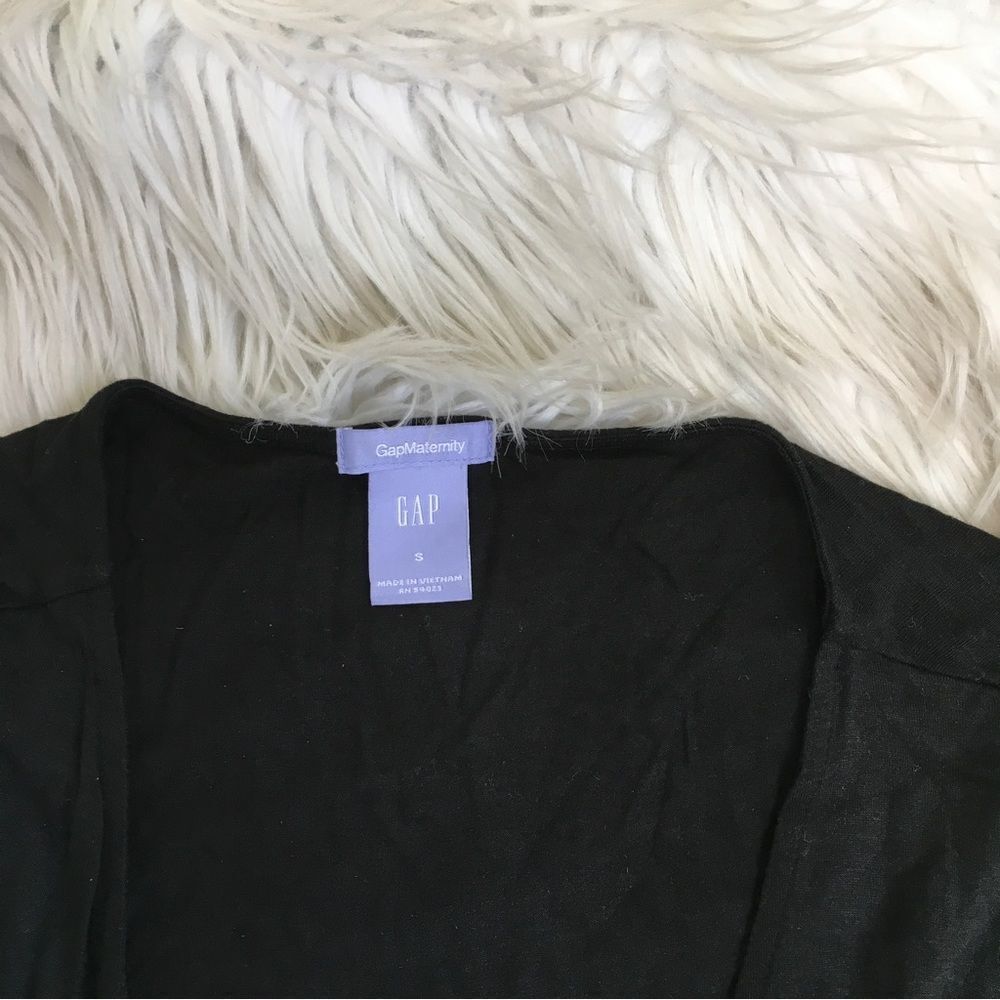 Gap Maternity Black Jersey Surplice V-Neck 3/4 Sleeve Wrap Knee Length Dress S - Picture 8 of 8